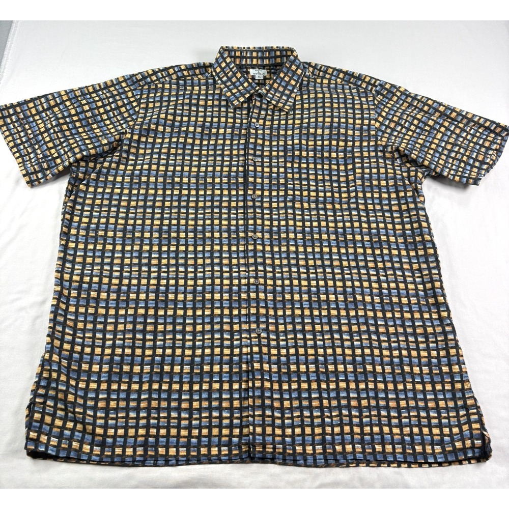 Maus & Hoffman Shirt Mens XL Button Up Short Sleeve Checkered USA Made Casual